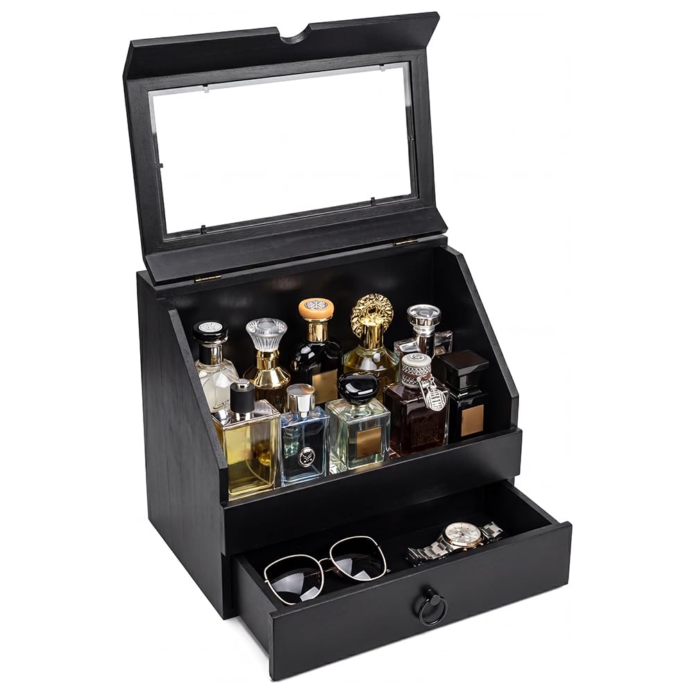 Organizador de colonia de madera para evitar el desorden de perfumes en el tocador