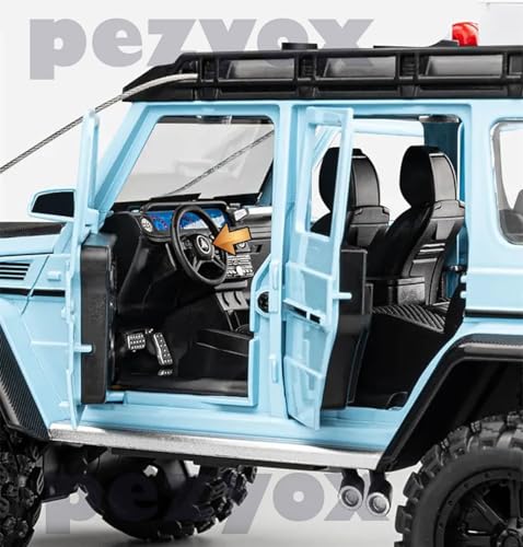 Image of 1:24 Diecast Mercedes-Benz G550-4X4 Modified Metal Pull Back Car with 6 Openable Doors & Sound Light Auto Toy car Best Gift Toys for Kids Boys (Sky Blue)