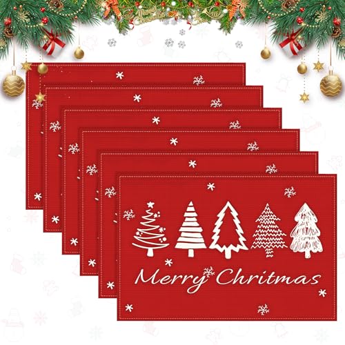Ruryxel 6 Pcs Platzset Weihnachten, 43 x 30 cm Weihnachten Tischsets,...
