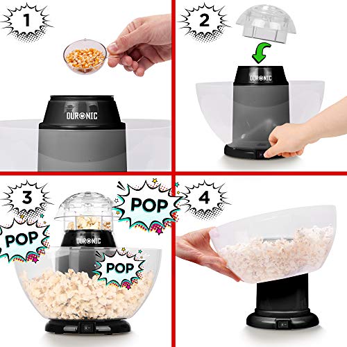 Duronic POP50 BK Popcornmaschine | Heißluft ohne Fett & Öl | 1200 Watt | inkl. Messbecher | für 50 Gramm Mais… – Bild 3