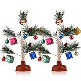 2 Sets Christmas Tree Plunger Funny Gag Gift Exchange White Elephant Presents Prank Funny Toilet Plunger Hilarious Xmas Decorations Ornament for Party Bathroom Kitchen