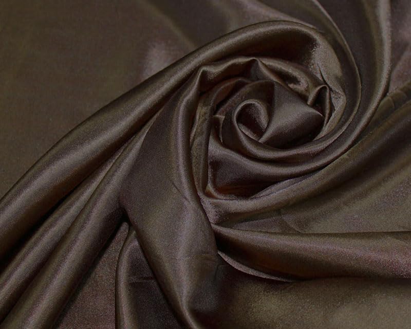 Needleberry Satin Fabric –148cm – 100% Polyester – Smooth, Glossy Material for Dressmaking, Crafts, Lining & Wedding Décor (Brown, 3 Meters)