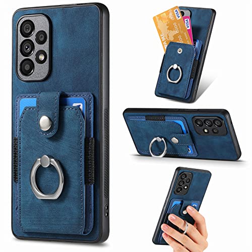 Étui portefeuille Samsung A53 5G et Galaxy A Series avec porte-cartes et béquille antichoc bleu