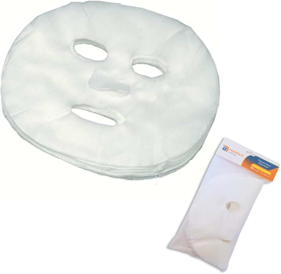 Máscara Facial Descartável Desidratada Limpeza Pele Hidratação Salão Estética Pacote 50 Unidades Marca MONOLO MULTISHOP (Branco)