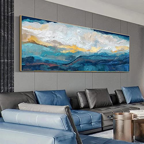 Peintures abstraites bleues dorées pour créer un mur d'art moderne de salon