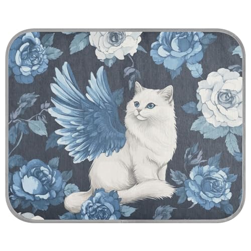 siphylline Blue Rose Winged Cat Summer Gel Cooling pad Self Cooling pet beds for Cats for Doggy Outside cat Removable tapete refrescante para mascotas S