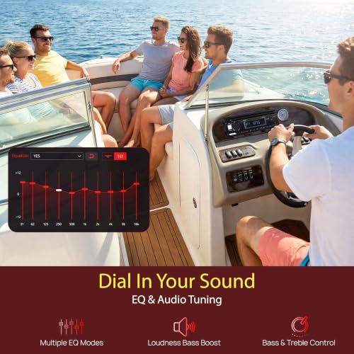 Image of Pyle Marine Radio Stereo Receiver with Bluetooth MP3 Player - Single DIN Boat Audio System, AM /FM Tuner, USB /AUX Input, 30 Preset Stations, Hands-Free Calling, 350 W Power for Marine and Boat Use