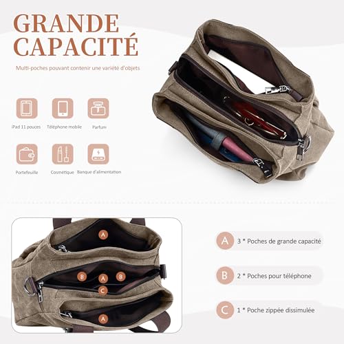 Sac en Toile Mode pour Travail Shopping et Usage Décontracté - 4