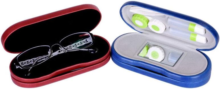 Eye Glasses Case and Contact Lens Case 2 in 1 Double Sided with Mirror Portable for Home Travel Kit : Health & Household