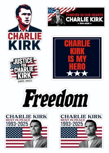 Charlie Kirk True American Hero Sticker Pack Set 5 inch Each Car Sticker Decal Truck Window Bumper Sticker (7pcs)