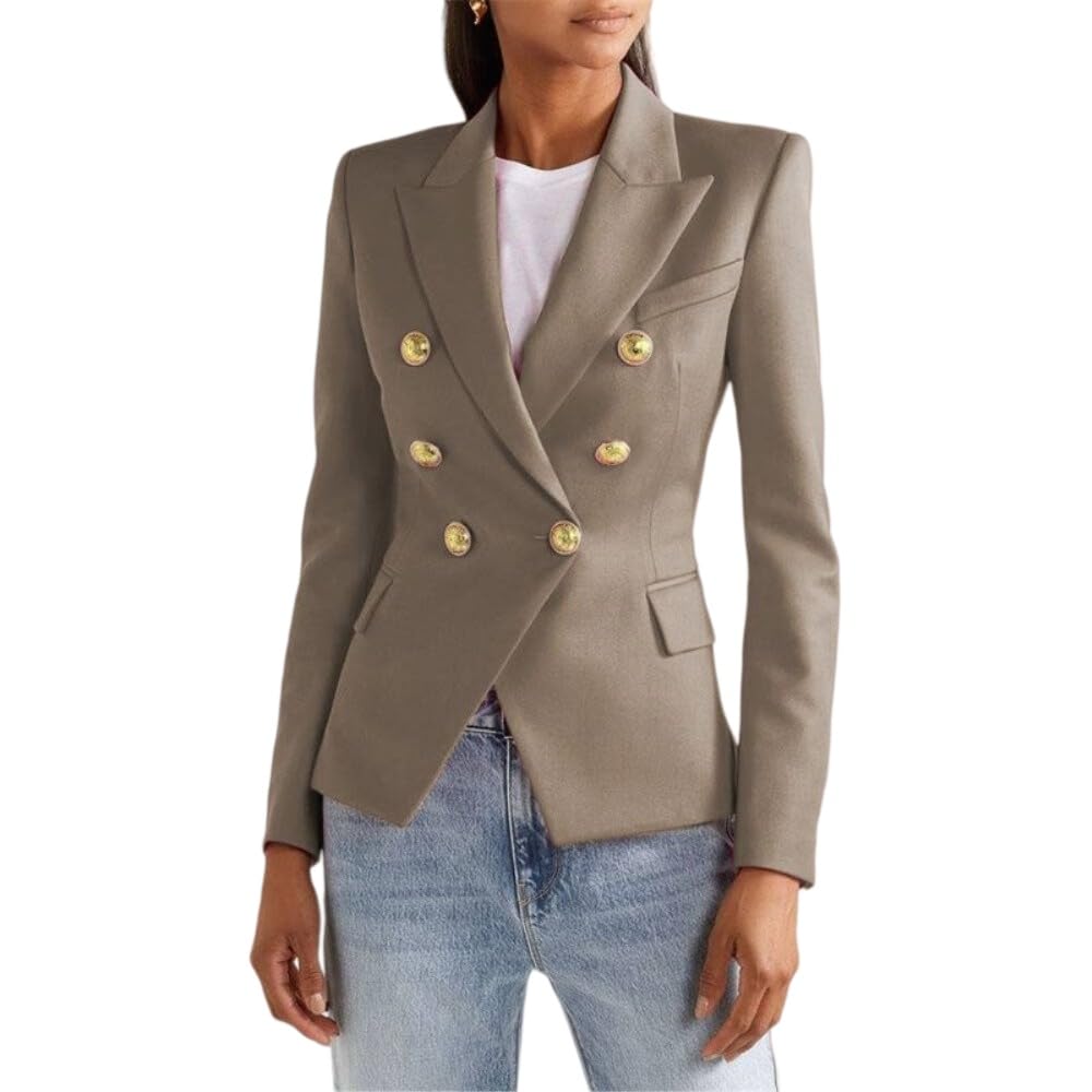 Blazer Damen,Elegante Damen-Blazerjacke mit Reverskragen, Langen Ärmeln und schmaler Passform, vielseitig einsetzbar, ideal fürs Büro.