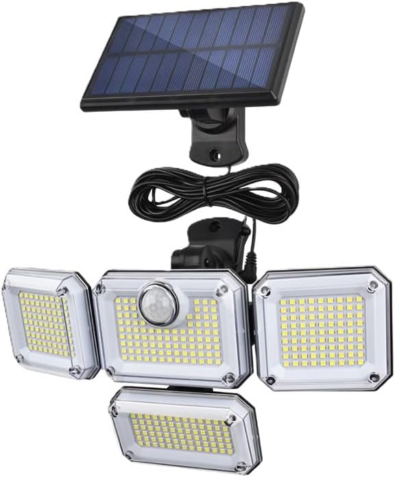 GHOST MONKEY - Solar Lights Outdoor, 333 LED Wide Angle Separate Panel 1200LM 3 Modes Solar Lights with 270° Lighting Angle, IP65 Waterproof Solar Patio Light (333 LED