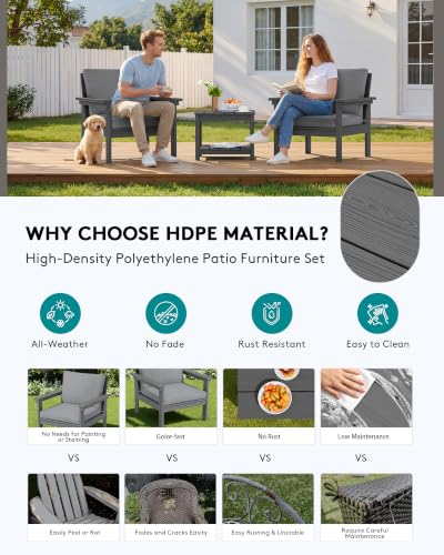 Image of SERWALL HDPE Patio Conversation Set with Side Table
