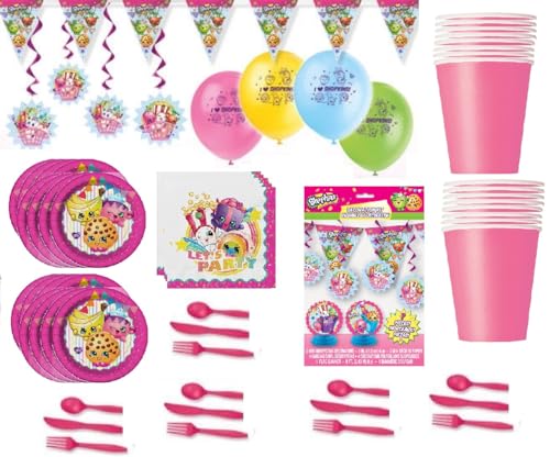 Shopkins Deluxe Girls Birthday Complete Party Pack Decoration Kit for 16