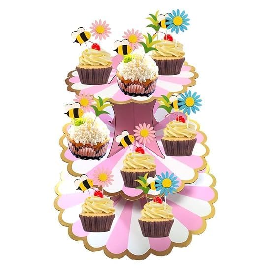 Image of 3 Tier 2pcsCupcake Stand Party Decorations Rainbow Birthday Cupcake Holder mix Theme Dessert Tower for Kids mix Party Baby Shower Wedding Family 2pcs