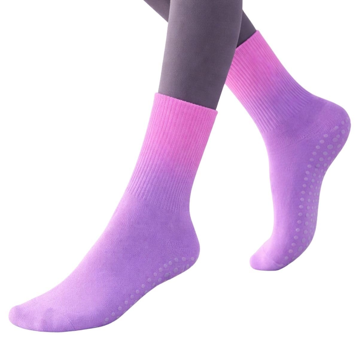 xfyt FlowFade Grip Socks for Women | Anti-Slip Yoga & Pilates Socks | Soft Stretch Mid-Crew Socks for Gym & Home Workouts-picture-33