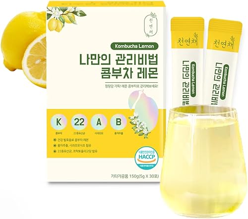 30 varillas Kombucha - Suplemento en polvo de probióticos y prebióticos con sabor a limón apoyo inmunológico y salud intestinal para bebidas