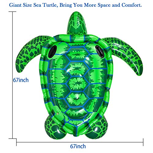 Alladinbox Inflatable Giant Turtle Pool Float , 65'' X 65'' Inflatable Pool Raft Lounge, Ride On Swim Party Toys Fun Beach Animal Float Toy Floating Mat For Adult #TOP2