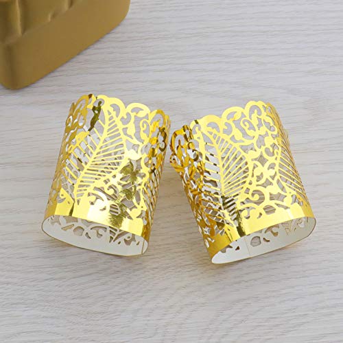 Image of Create idea 50Pcs Laser Hollow Paper Lampshade LED Electronic Candle Lights Around Paper Lace for Votive Centerpieces Wedding Birthday Party Baby Shower Golden