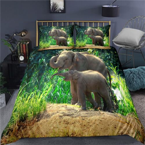 Housse de couette enfant motif éléphant vert pour décorer sa chambre