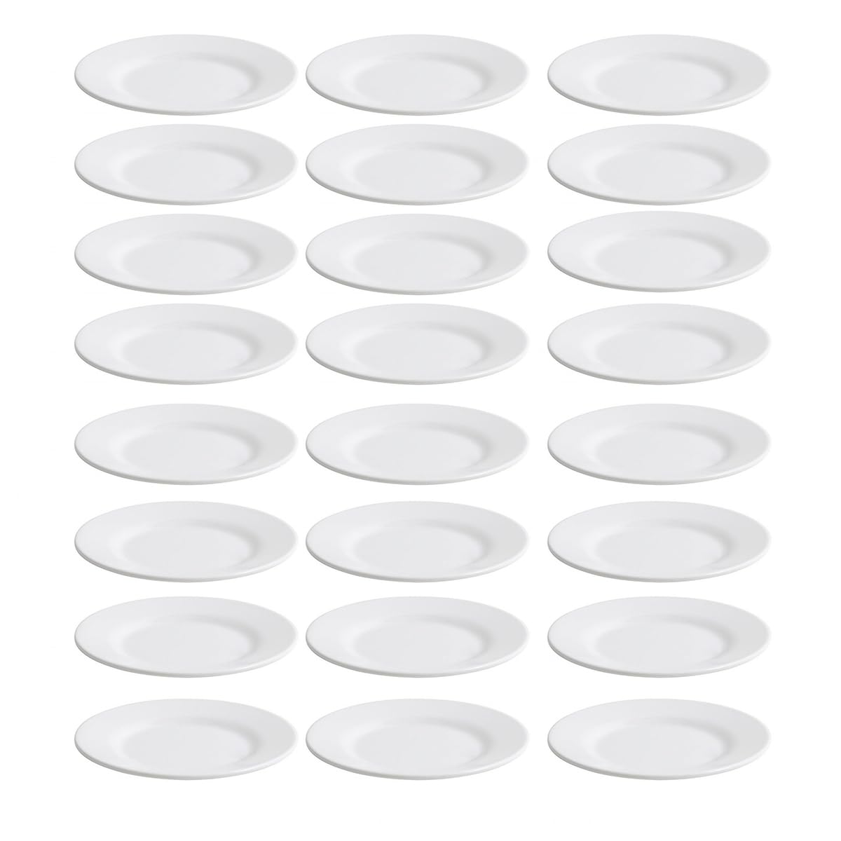 Lot de 24 assiettes pains AVA rondes 170g, plat pour servir des tranches de pain, salade et dessert en porcelaine blanc - diamètre 15,3 x hauteur 2 cm