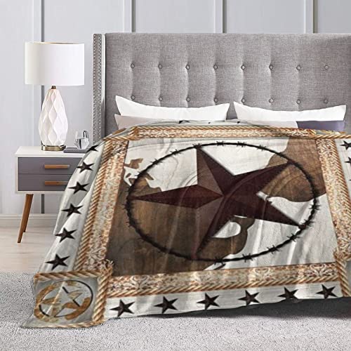 Fleece Blanket Western Texas Star Retro Rustic Throw Blanket For Couch Bed Sofa Chair,Soft Fuzzy Blankets Warm Flannel Lightweight Travel Camping Throw Blankets For Toddler 50"X40" #TOP3