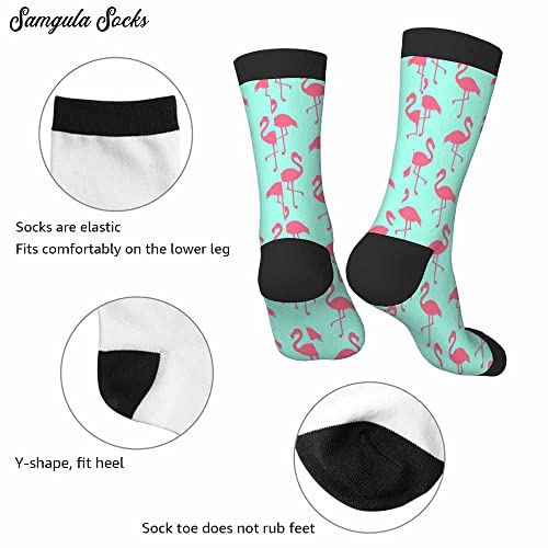 Image of Crew Socks for Woman Size 6-8 Tropical Wildlife Bright Teal Girls Socks