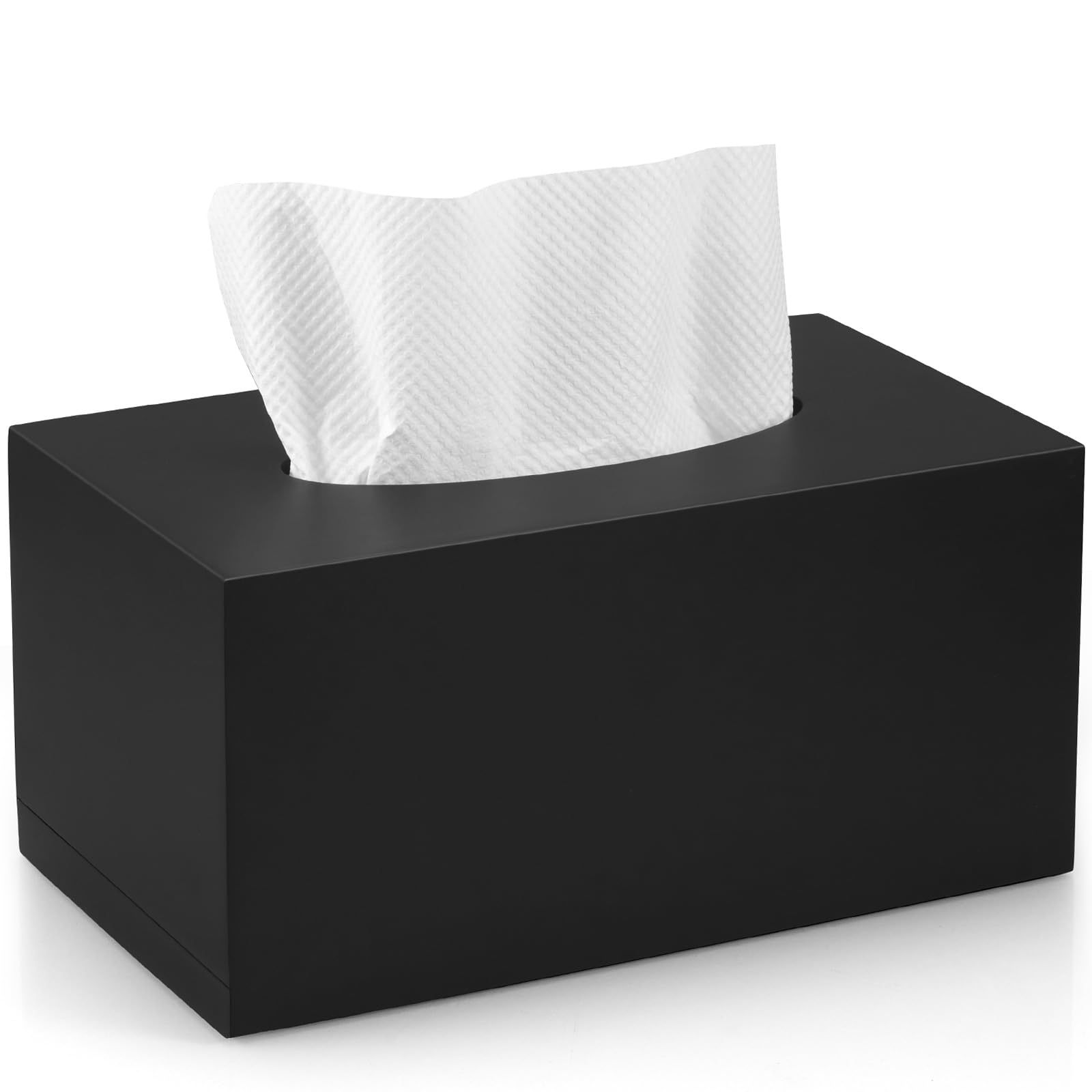 Black Tissue Box Cover Rectangle for 120 160 Count - Wooden Rectangular Tissue Box Holder - Decorative Facial Tissue Box Cover for Tabletop Night