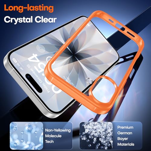 Image of TAURI for iPhone 17 Case, with Screen Protector, Orang | Full Camera Protection, Anti-Yellowing Military-Grade Protection Shockproof Slim Phone Case for iPhone 17