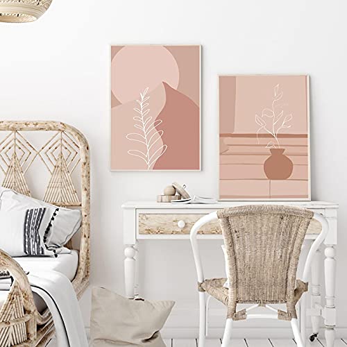 Affiche paysage abstrait pour raviver un mur blanc salon peinture sur toile rose