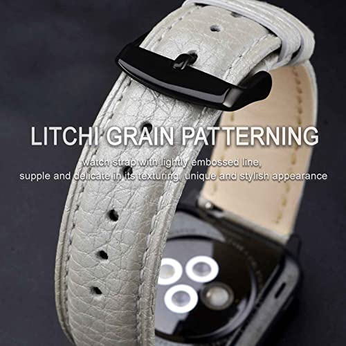Image of ANNEFIT Watch Band 22mm, Quick Release Textured Padded Leather Straps with Black Buckle for Men and Women (Silver)