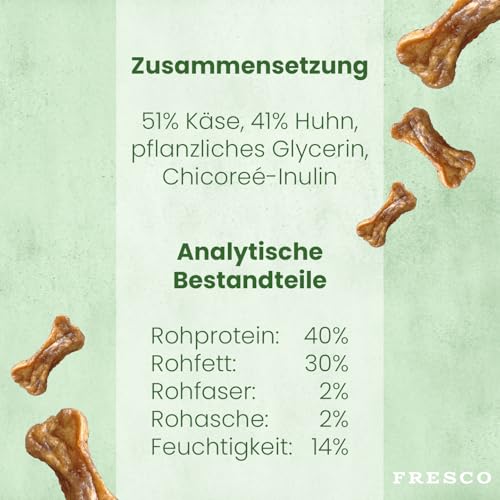 FRESCO Dog Martin Rütter Trainingsknöchelchen Käse und Huhn 1kg | Hundeleckerlies | aus frischem Fleisch und Käse | 100% frische Zutaten | für Belohnung, Training und als Snack für Zwischendurch