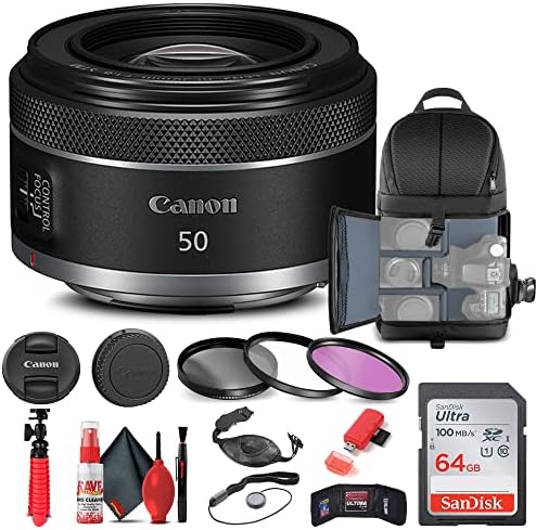 Canon RF 50mm f/1.8 STM Lens (4515C002) + Filter Kit + Backpack +...