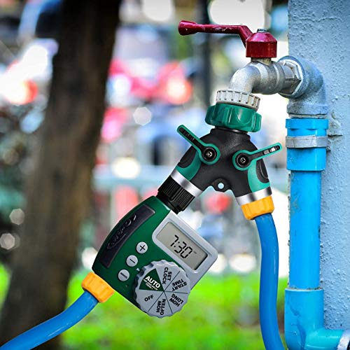 Homitt Hose Splitter, Garden Hose Splitter, Y Hose Connector, Heavy Duty Metal Body with Comfortable Rubberized Grip, Support 0.8Mpa Water Press, Easy to Open Valves Garden Hose Splitter for Easy Life