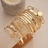 FAXHION Gold Bangle Bracelets for Women, 14 Pcs Multi Layer Stackable Bangle Set, 14K Gold Plated Textured Chunky Bracelets Boho Jewelrys Set #5
