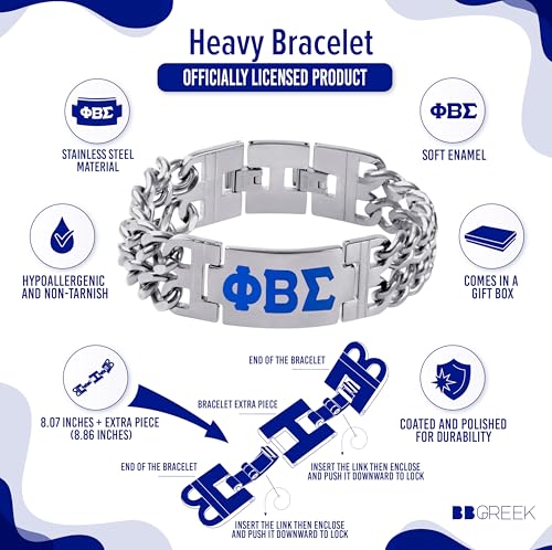BBGreek Phi Beta Sigma Fraternity Paraphernalia - Official Vendor - Heavy Bracelet - Greek Letters2