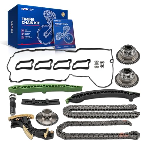 KAX Engine Timing Chain Kit & Sprocket & Guide & Tensioner Compatible with Mercedes-Benz C250 SLK250 2012 2013 2014, C230 2002, OE# 2710503347, A2710503447, A0009931078, A2710301163, 2710501400