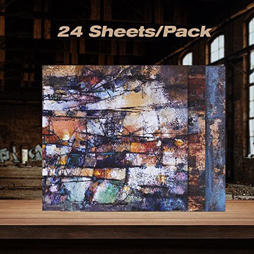 Vondyu 24 Sheets Brunge Patina Theme Mixture Scrapbooking Paper Diy Origami Single-Sided Designer Paper Pad For Card Making, Colored Cardstock Scrapbook Decorative Craft Papers - 6" X 6" #TOP2