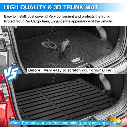 Cartist Cargo Liner Compatible With Hyundai Kona 2018-2023 All Weather Anti-Slip Rear Trunk Mat Tpe Waterproof #TOP3