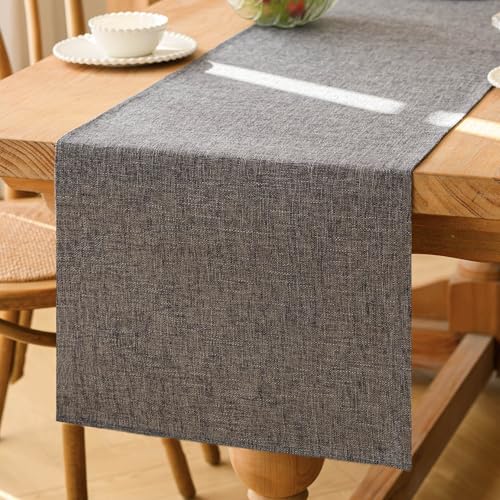 Kiatuniya Chemin de Table Moderne Gris 40 x 180 cm Lavable au Printemps Ferme Maison de Campagne Décoration de Table pour Anniversaire, Mariage, Cheminee...