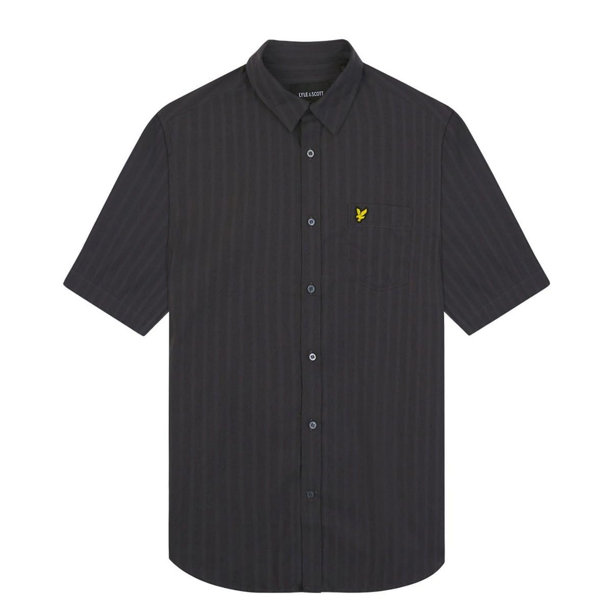 Lyle & Scott Textured Stripe Short Sleeve Shirt Gunmetal L