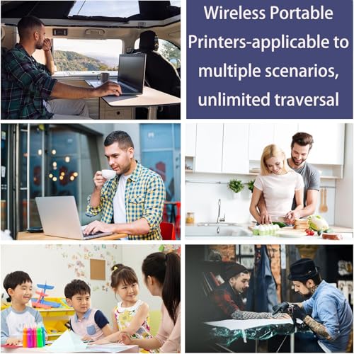 Impressora portátil sem fio, Bluetooth térmica, suporta letras dos EUA vs. legal, papel térmico A4 e