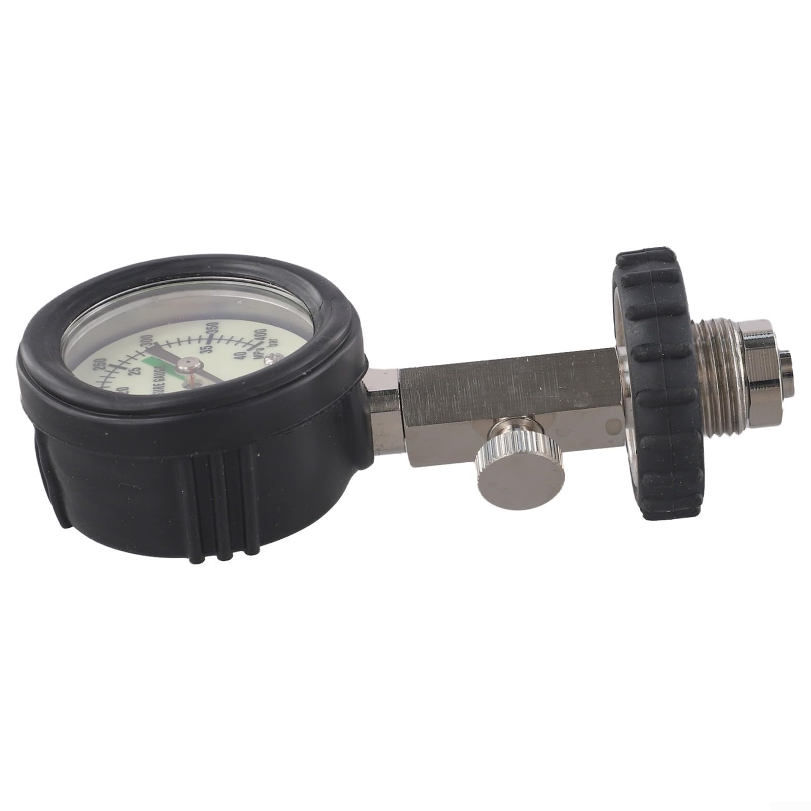 Manometro a cilindro per immersioni ARA Filettatura G5/8 per cilindri da immersione DIN 0-300 BAR Quadrante in acciaio inossidabile Costruzione in ottone chiaro Lettura Tubo in gomma