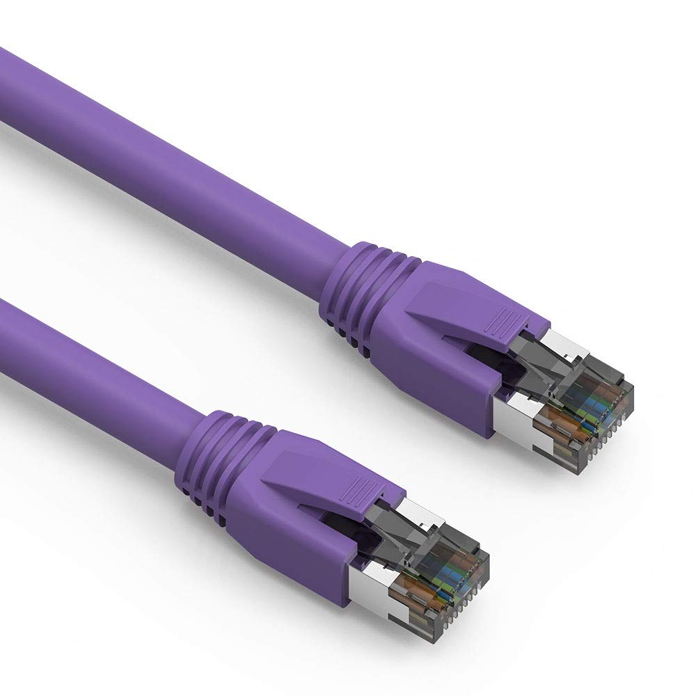 Beszin[50 Micron Gold Plated 10Ft Cat.8 S/FTP Ethernet Network Cable Purple 24AWG