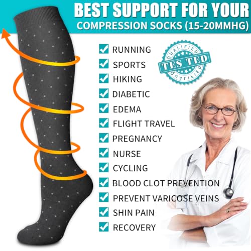 Image of Copper Compression Socks for Women & Men (6 pairs) - Best Support for Nurses, Running, Hiking, Recovery