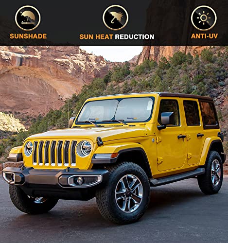 Yeewayveh Car Windshield Sun Shade For Jeep Wrangler Jt Jk Jlu And Jeep Gladiator, 2-Piece Car Sun Shade Windshield With Durable 240T Polyester Fabric Sun Visor For Heat Uv Protection, Sliver (Small) #TOP1