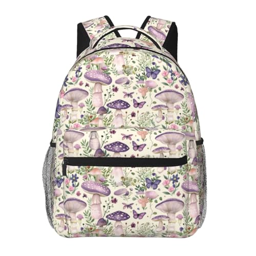 ainori Romantic Mushroom Forest Backpack Polyester Backpacks with Straps 11.4inx5.9inx15.7in Multi-Pocket Storage Bookbag Ideal For School Work Travel Hiking Camping Women Girls Gifts