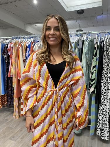 Kimono de playa Compania Fantastica con estampado zigzag 3