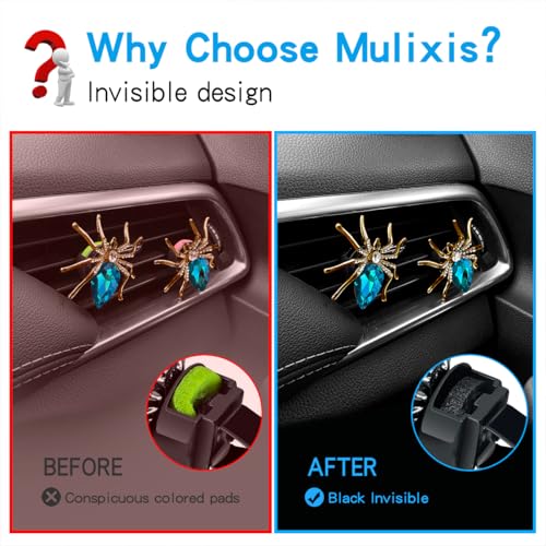 Image of 2 Pack Spiders Car Vent Clips Air Freshener Rhinestones Bling Aesthetic Car Vent Accessories Dash Blue Cool Goth Car Accessories