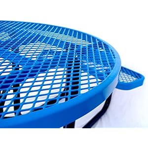 46 inch expanded metal round picnic table blue  urban country home decor